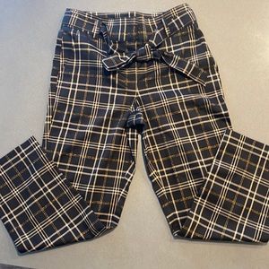 Cropped wide leg plaid pants